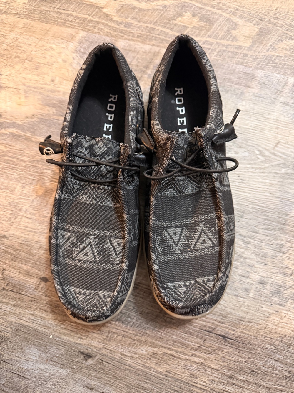 Roper Men’s Black and Gray Patterned Slip-On Moccasins